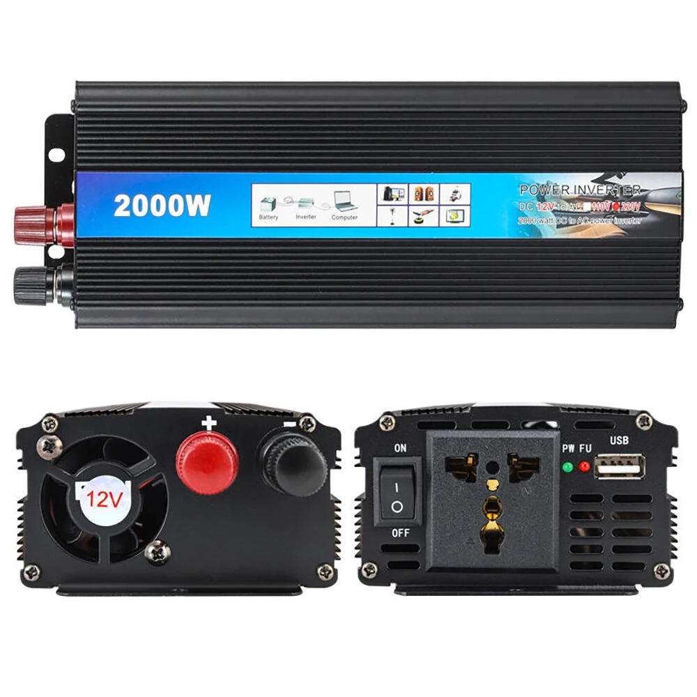 (image for) 12V/24V to 220V 500W / 1000W / 1500W / 2000W Peak Power Home Car Outdoor Modified Sine Wave Inverter Car Power Inverter