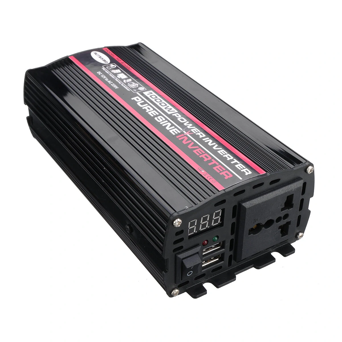 (image for) AUTSOME 12V to 220V Converter Pure Sine Wave Power Inverter Car Solar Dual USB Charger With LED Display
