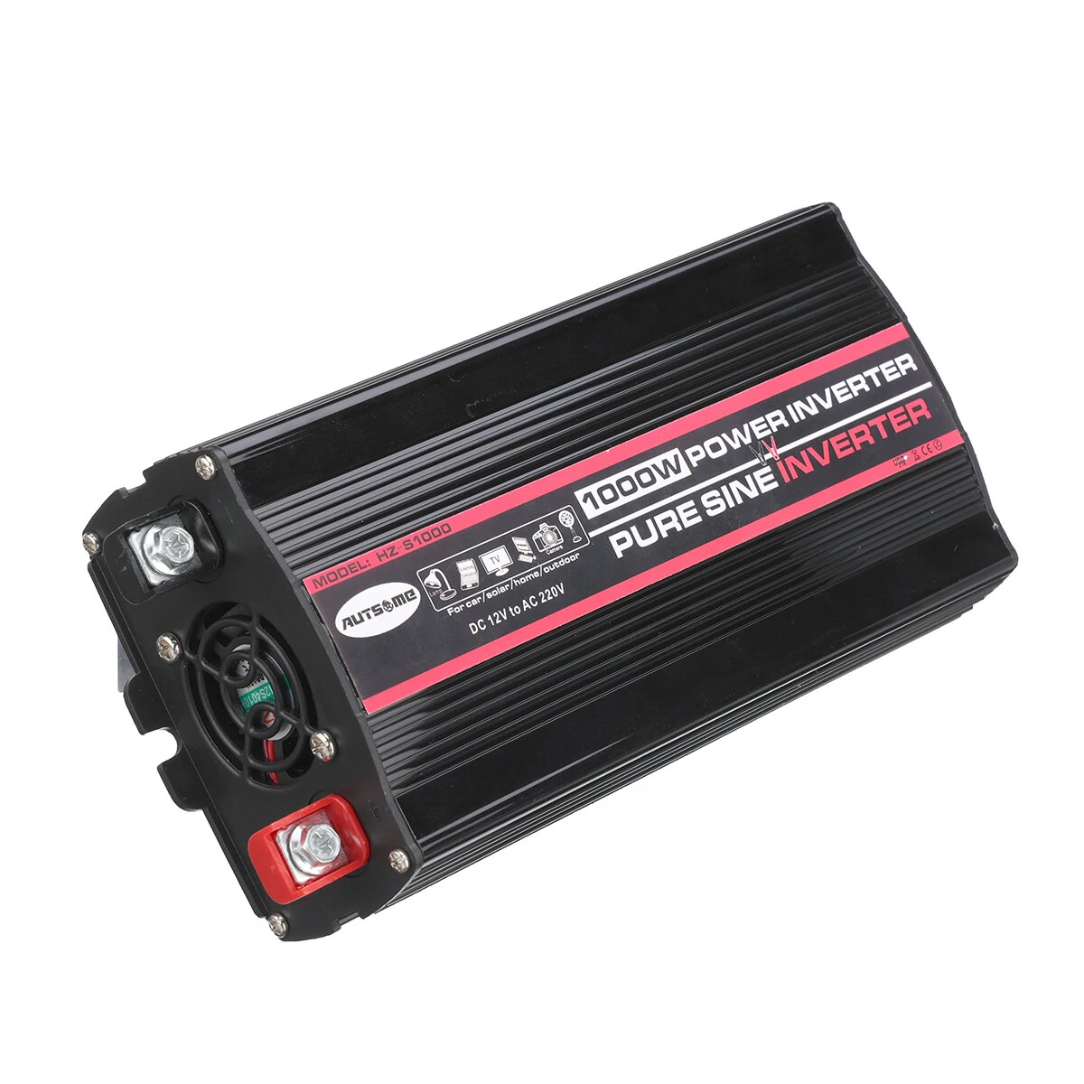 (image for) AUTSOME 12V to 220V Converter Pure Sine Wave Power Inverter Car Solar Dual USB Charger With LED Display