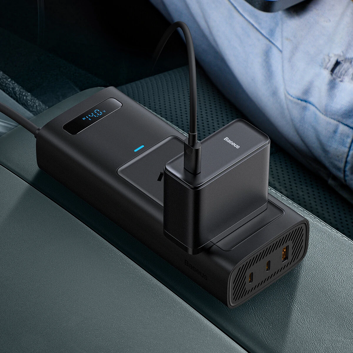 (image for) Baseus 150W Car Inverter USB Type C 30W DC12V to AC 220V 110V Auto Power Inversor Fast Charger For Car Power Adapter