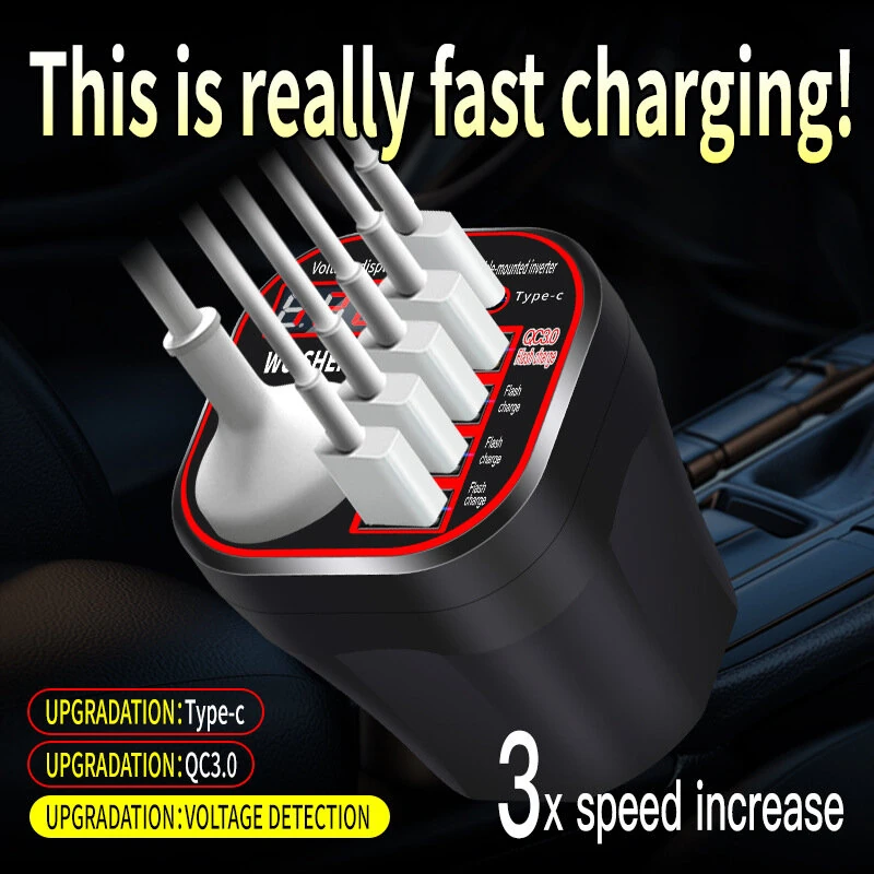 (image for) Universal Car Inverter 12V 24V To 220V Intelligent Voltage Detection Car Power Socket 200W Intelligent Charging Inverter Converter for Car Truck